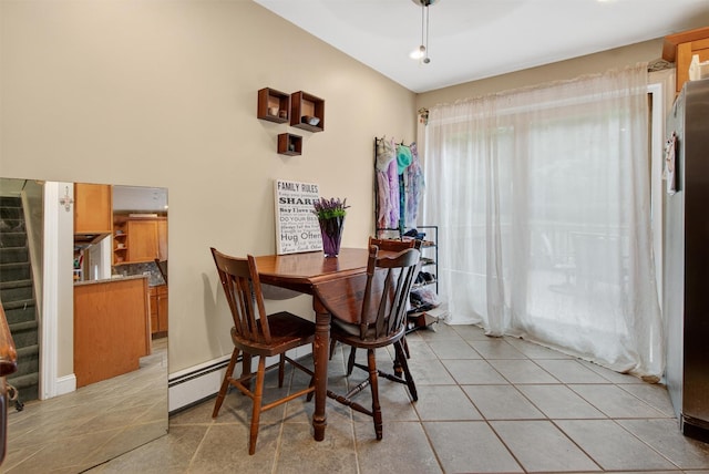 5776 Albany Post Rd, Cortlandt Manor, NY 10567 - dining space featuring light tile patterned flooring and stairway