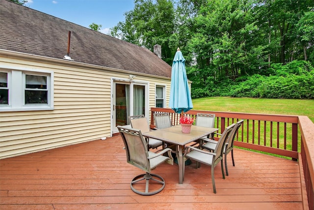5776 Albany Post Rd, Cortlandt Manor, NY 10567 - deck with outdoor dining area and a lawn