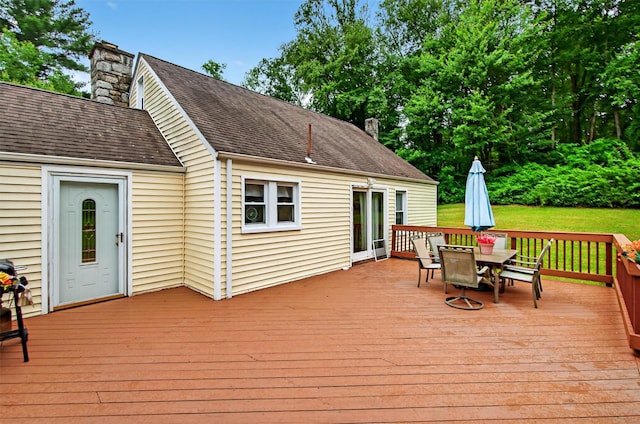 5776 Albany Post Rd, Cortlandt Manor, NY 10567 - deck with outdoor dining area and a lawn