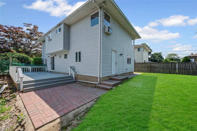 11 Trescott St, Dix Hills, NY 11746 - rear view of property featuring a patio, a wooden deck, and cooling unit