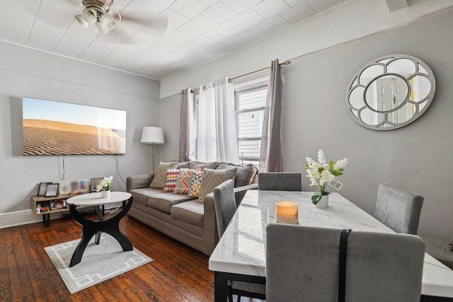 9406 76th St, Ozone Park, NY 11416 - living area with hardwood / wood-style floors and ceiling fan