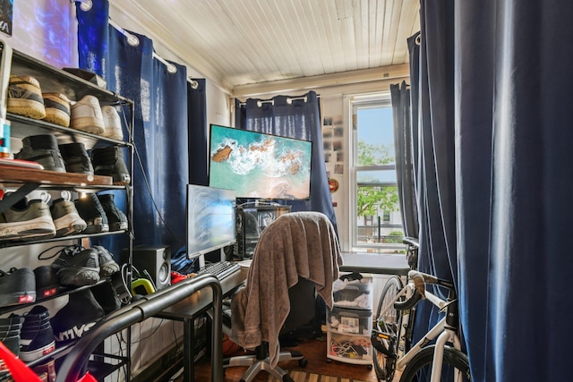 9406 76th St, Ozone Park, NY 11416 - home office with wood ceiling