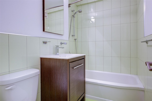 98-22 63rd Dr Unit 1D, Rego Park, NY 11374 - bathroom with tile walls, vanity, and bathing tub / shower combination