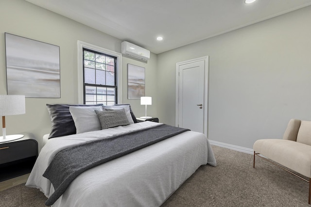 108 Bismark Ave, Valley Stream, NY 11581 - carpeted bedroom featuring a wall mounted air conditioner and recessed lighting
