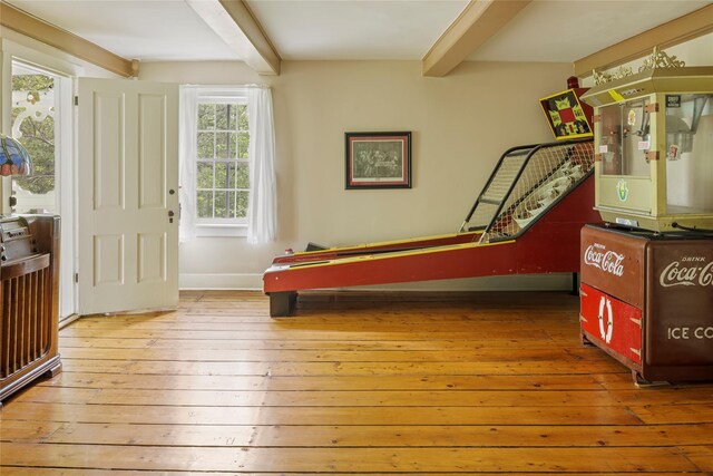 797 Western Rd, Call Listing Agent, NY 12033 - bedroom with beamed ceiling, wood-type flooring, and billiards