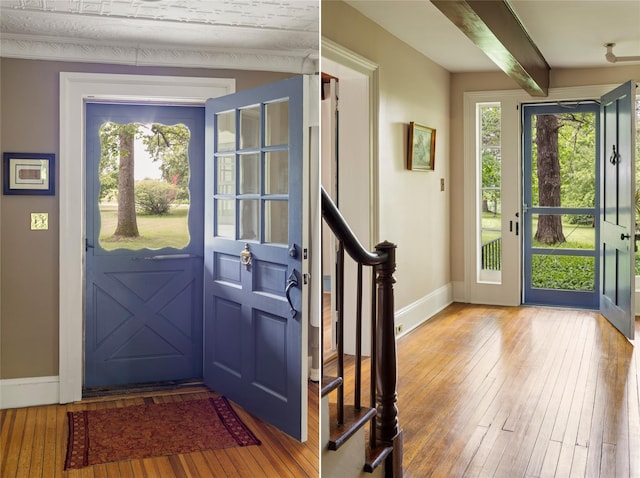 797 Western Rd, Call Listing Agent, NY 12033 - entryway with hardwood / wood-style floors and beam ceiling