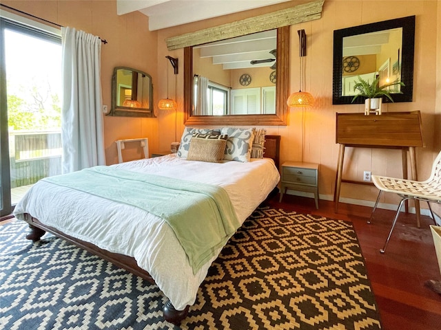 457 Fire Island Blvd, Fire Island Pines, NY 11782 - bedroom with access to exterior and wood finished floors