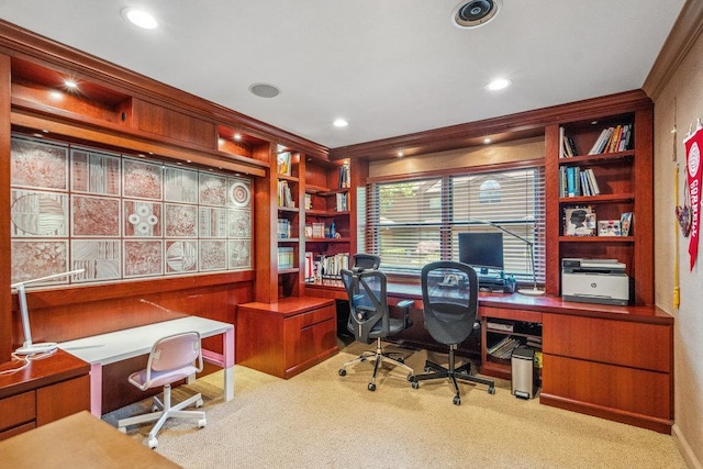 43 Hunt Dr, Jericho, NY 11753 - office featuring carpet flooring, recessed lighting, and ornamental molding