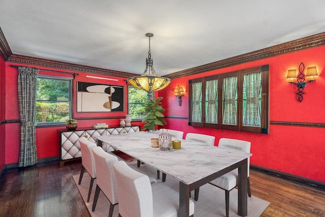 43 Hunt Dr, Jericho, NY 11753 - dining room featuring wood finished floors and crown molding