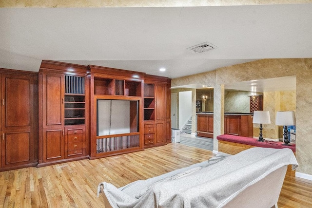 43 Hunt Dr, Jericho, NY 11753 - living room with light wood-style floors, stairs, and recessed lighting