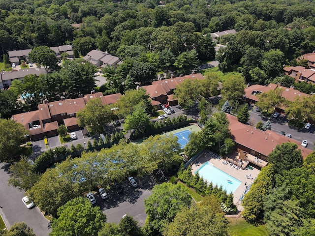 43 Hunt Dr, Jericho, NY 11753 - aerial view of property's location with a pool area and nearby suburban area