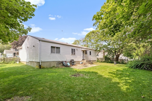 18 Happy Acres Dr, Shirley, NY 11967 - rear view of property with entry steps