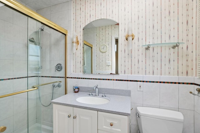 19 Evelyn Rd, Plainview, NY 11803 - bathroom featuring vanity, tile walls, and a stall shower