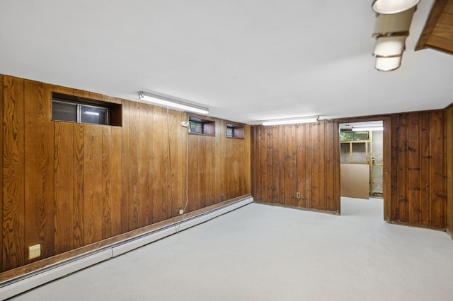 19 Evelyn Rd, Plainview, NY 11803 - basement featuring baseboard heating and wooden walls