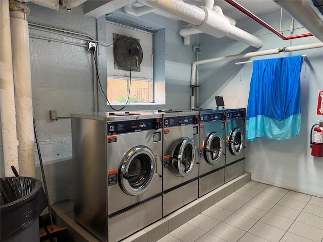 33-27 91st St Unit 5F, Jackson Heights, NY 11372 - shared laundry featuring washer and clothes dryer and tile patterned flooring