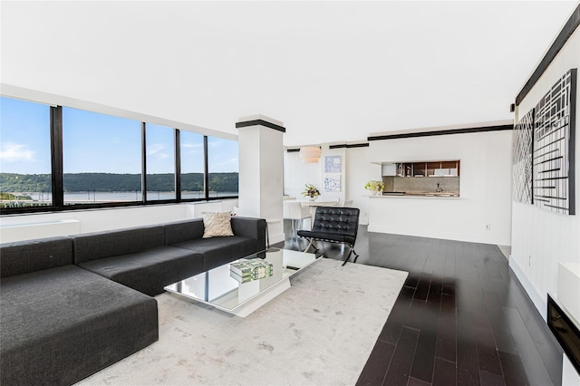 2287 Johnson Ave Unit 17J, Bronx, NY 10463 - living area with hardwood / wood-style floors, plenty of natural light, and a water view