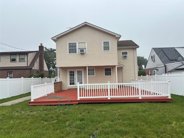 92 Norfeld Blvd, Elmont, NY 11003 - back of house with a fenced backyard, a deck, and french doors