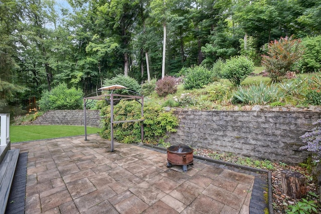 12 Valley Ln, Garrison, NY 10524 - view of patio / terrace with an outdoor fire pit
