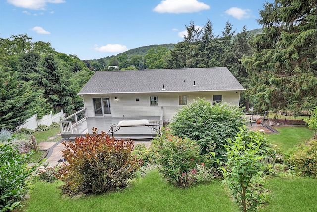 12 Valley Ln, Garrison, NY 10524 - back of house with a wooden deck and a forest view