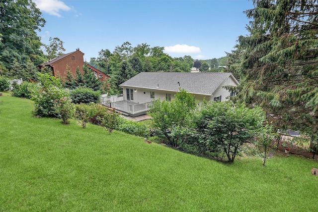 12 Valley Ln, Garrison, NY 10524 - back of property featuring a deck, a yard, and a chimney
