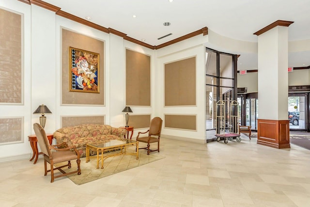 2 Bay Clb Unit 11F, Bayside, NY 11360 - community lobby with ornamental molding and recessed lighting
