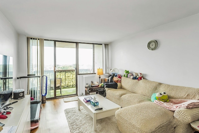2 Bay Clb Unit 11F, Bayside, NY 11360 - living room with wood finished floors, plenty of natural light, and a wall of windows