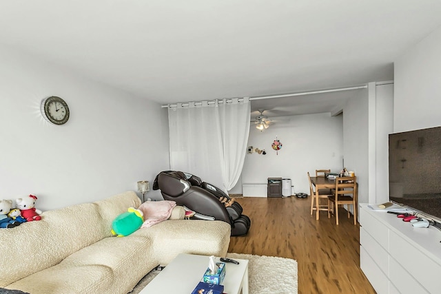 2 Bay Clb Unit 11F, Bayside, NY 11360 - living area with wood finished floors and a ceiling fan
