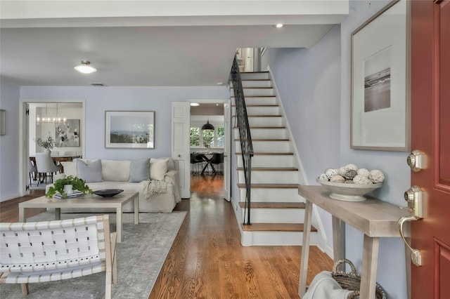 10 Cross St, Port Washington, NY 11050 - living room with stairs and wood finished floors