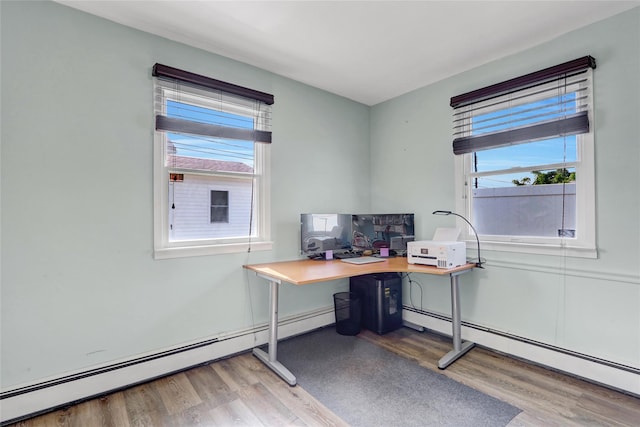 50 Apollo Ln, Hicksville, NY 11801 - office area featuring wood finished floors and baseboard heating