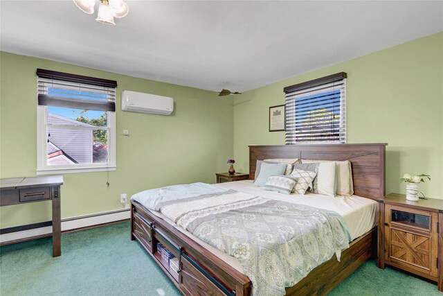 50 Apollo Ln, Hicksville, NY 11801 - carpeted bedroom with an AC wall unit and baseboard heating