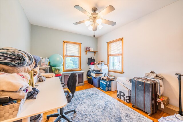 5023 213th St, Bayside, NY 11364 - office space featuring plenty of natural light, a ceiling fan, and wood finished floors
