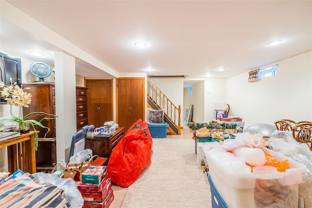 5023 213th St, Bayside, NY 11364 - living room with stairway and recessed lighting