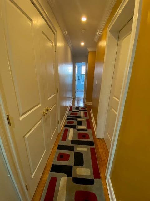 35-21 81st St Unit 1B, Jackson Heights, NY 11372 - hallway with crown molding and recessed lighting