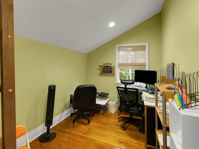 18 Sherwood Ln, Roslyn Heights, NY 11577 - office area with lofted ceiling and wood finished floors