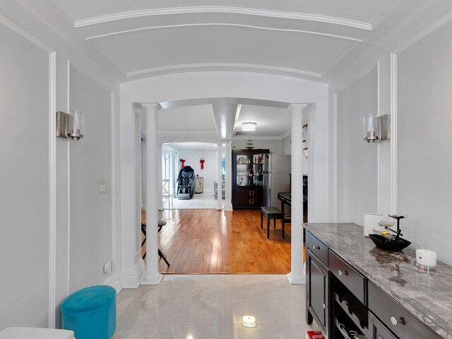 18 Sherwood Ln, Roslyn Heights, NY 11577 - hall featuring ornate columns