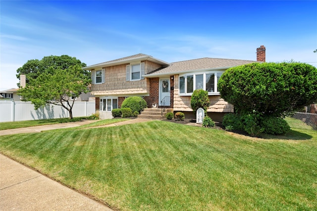 17 Damin Dr S, Farmingdale, NY 11735 - tri-level home featuring a chimney