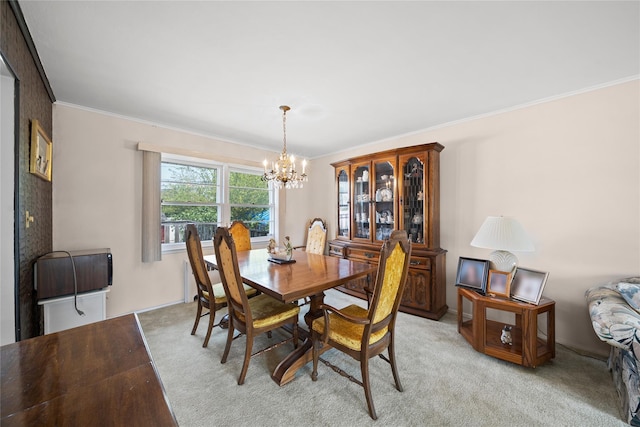 17 Damin Dr S, Farmingdale, NY 11735 - dining room featuring a chandelier, light colored carpet, and ornamental molding