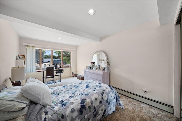 17 Damin Dr S, Farmingdale, NY 11735 - carpeted bedroom featuring a baseboard radiator and recessed lighting