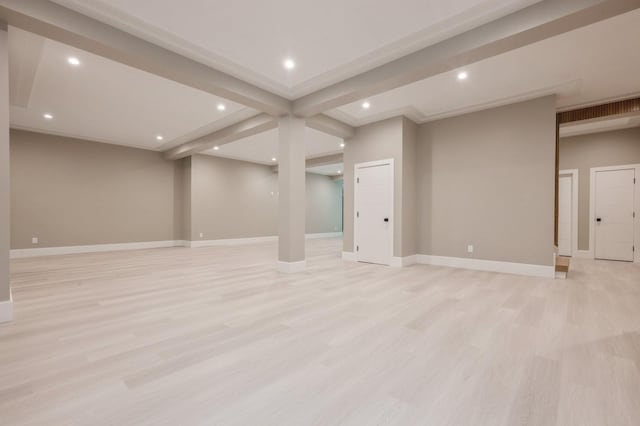 352 Cold Spring Rd, Syosset, NY 11791 - below grade area with recessed lighting and light wood-type flooring
