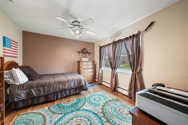 1 Cindy Ln, Highland Mills, NY 10930 - bedroom featuring light wood-style flooring, a baseboard heating unit, and a ceiling fan