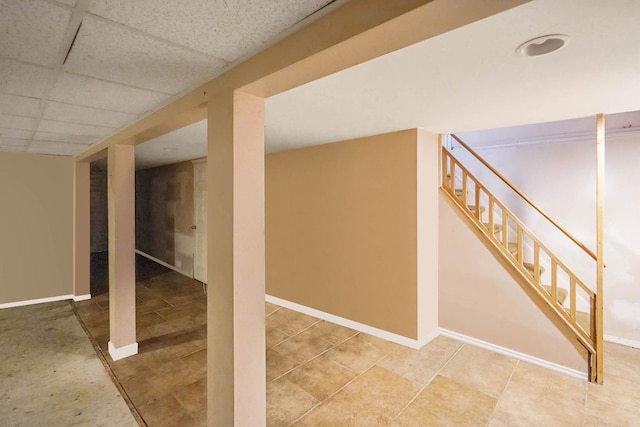 138 Fairview Ave, Deer Park, NY 11729 - finished basement featuring stairway and baseboards