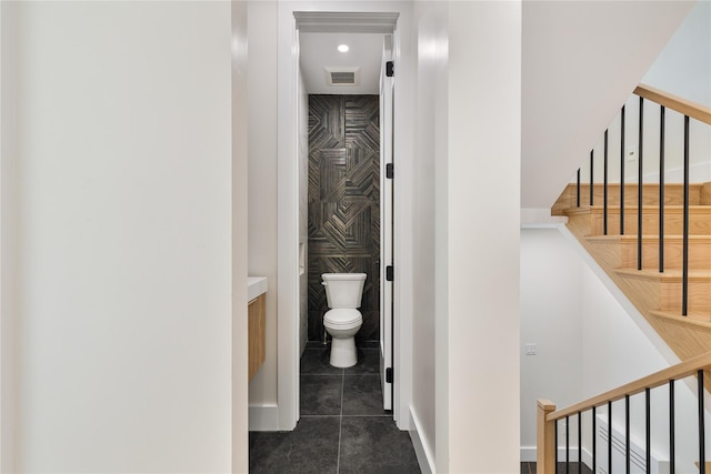 3 Jay St Unit 214, Spring Valley, NY 10977 - corridor with dark tile patterned floors, tile walls, and recessed lighting