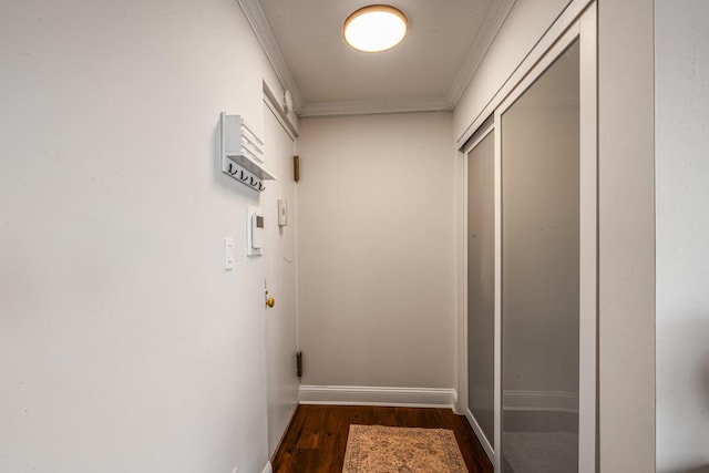 166-41 Powells Cove Blvd Unit 4B, Beechhurst, NY 11357 - hall featuring dark wood-type flooring and crown molding