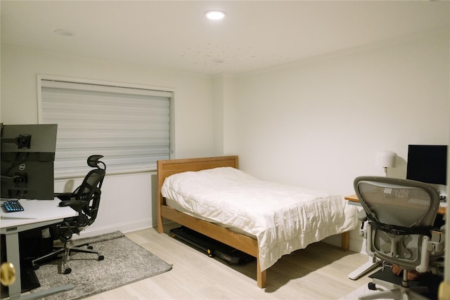 21 Canterbury Rd Unit 3, Great Neck, NY 11021 - bedroom featuring an office area, wood finished floors, crown molding, and recessed lighting