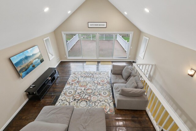 160 S Mountain Rd, New City, NY 10956 - living area with hardwood / wood-style flooring, healthy amount of natural light, vaulted ceiling, and recessed lighting