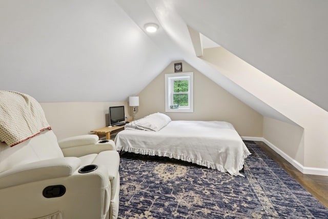 160 S Mountain Rd, New City, NY 10956 - bedroom with vaulted ceiling and dark wood-style floors