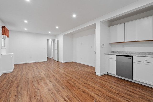 39 Knollwood Ln, Cold Spring, NY 10516 - kitchen featuring dishwasher, light wood-style flooring, white cabinetry, recessed lighting, and open floor plan