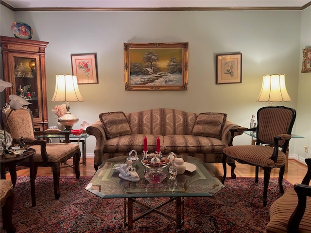 82-48 Eliot Ave, Middle Village, NY 11379 - living room featuring wood finished floors and ornamental molding