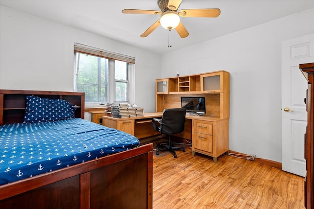 151-25 88th St Unit 1D, Howard Beach, NY 11414 - bedroom featuring light wood-style flooring, an office area, and ceiling fan