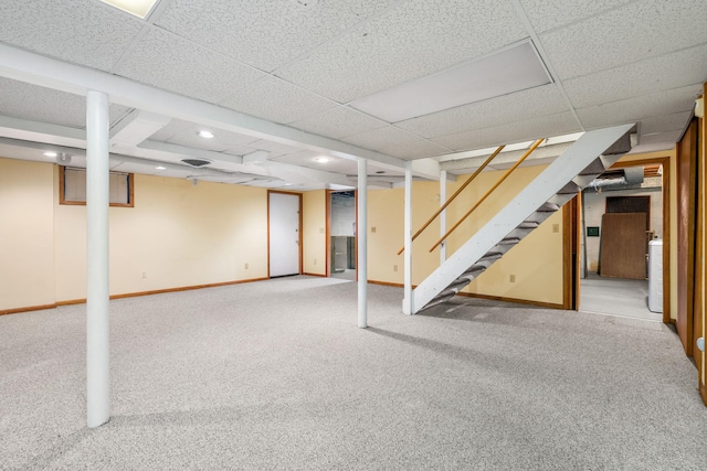 41 Colburn Dr, Poughkeepsie, NY 12603 - finished below grade area featuring carpet, stairs, a drop ceiling, and recessed lighting